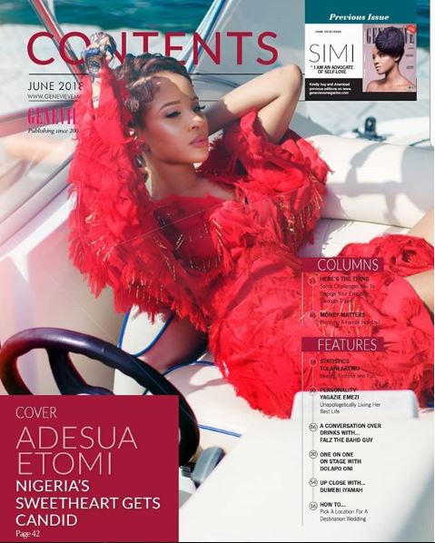 Adesua Etomi Wellington Graces The Cover Of Genevieve Magazine, Banky W Celebrates Her
