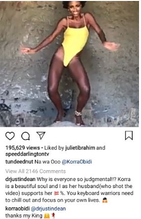 Korra Obidi's Husband Defends Her After Trolls Came At Her For Skimpy Bikini Video
