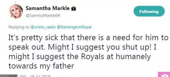 "Blame Meghan Markle If Our Father Dies"-Duchess' Half Sister Attacks