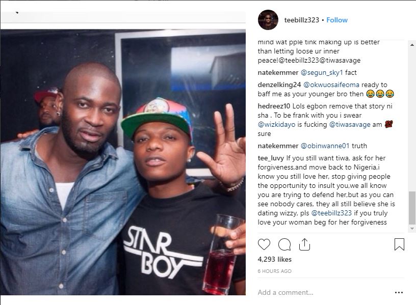 See Teebillz controversial reaction to rumored relationship between Wizkid and Tiwa Savage