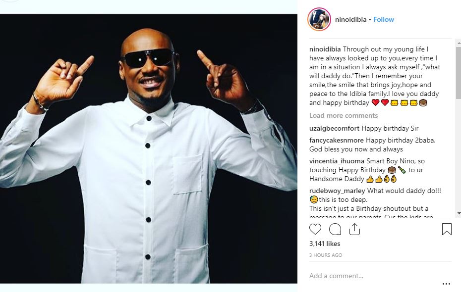 Nino Idibia Celebrates His Dad, 2Baba As He Clocks 43