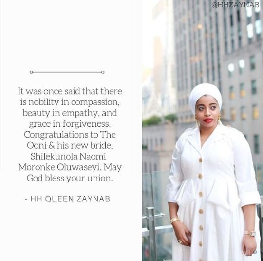 Ooni’s Former Wife, Zaynab, Congratulates Him On New Marriage