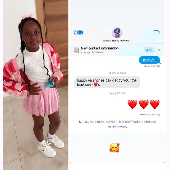 Davido Shares Heartwarming Valentine's Day Message from Daughter Hailey Adeleke