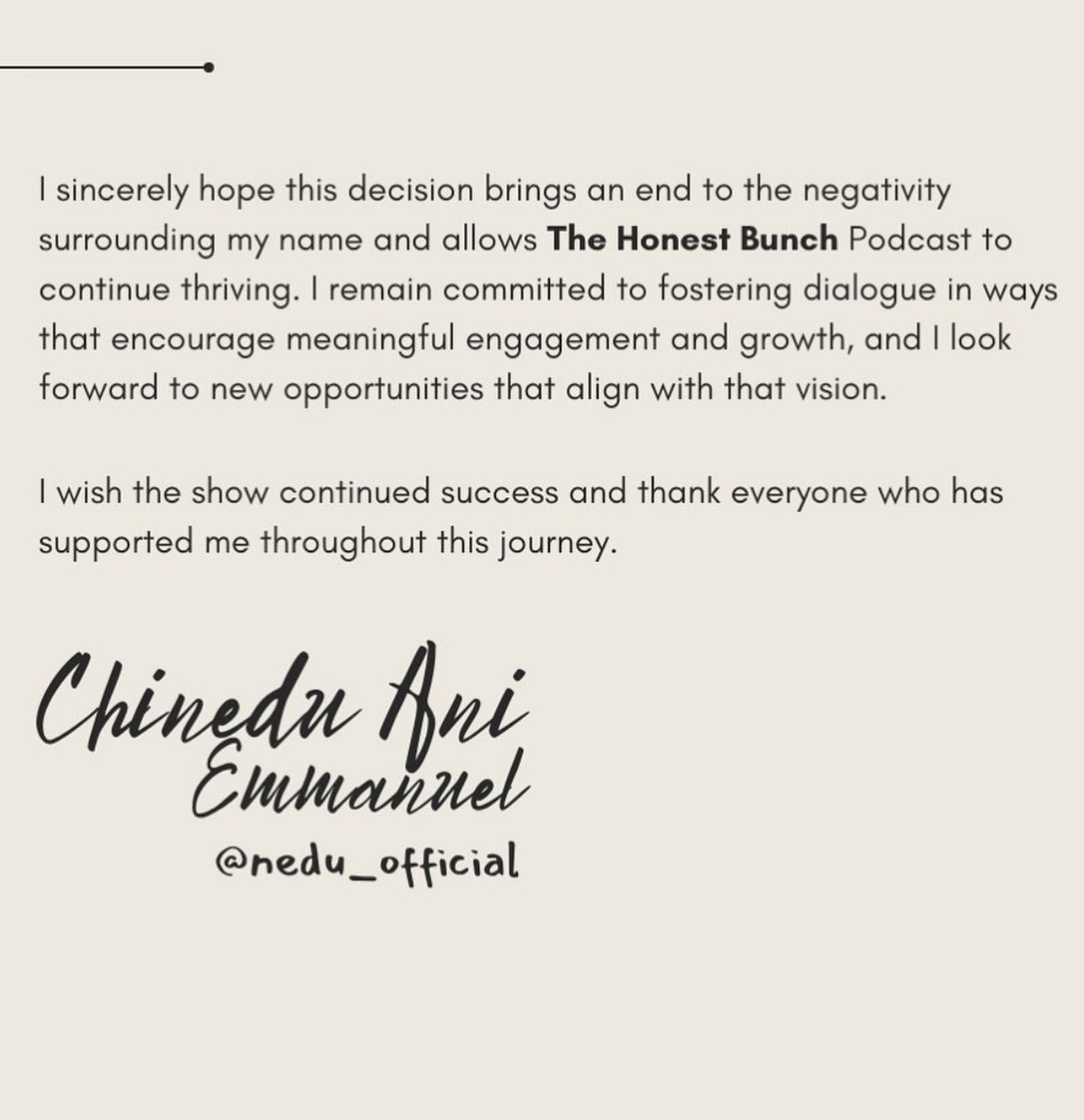 Nedu Wazobia Steps Down from The Honest Bunch Podcast Amid Controversy